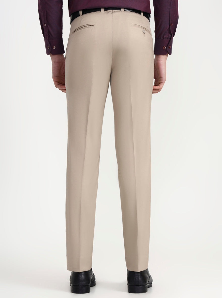 Fawn Solid Slim Fit Formal Trouser | JadeBlue Super Luxe