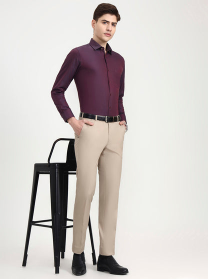 Fawn Solid Slim Fit Formal Trouser | JadeBlue Super Luxe