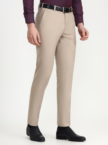 Fawn Solid Slim Fit Formal Trouser | JadeBlue Super Luxe
