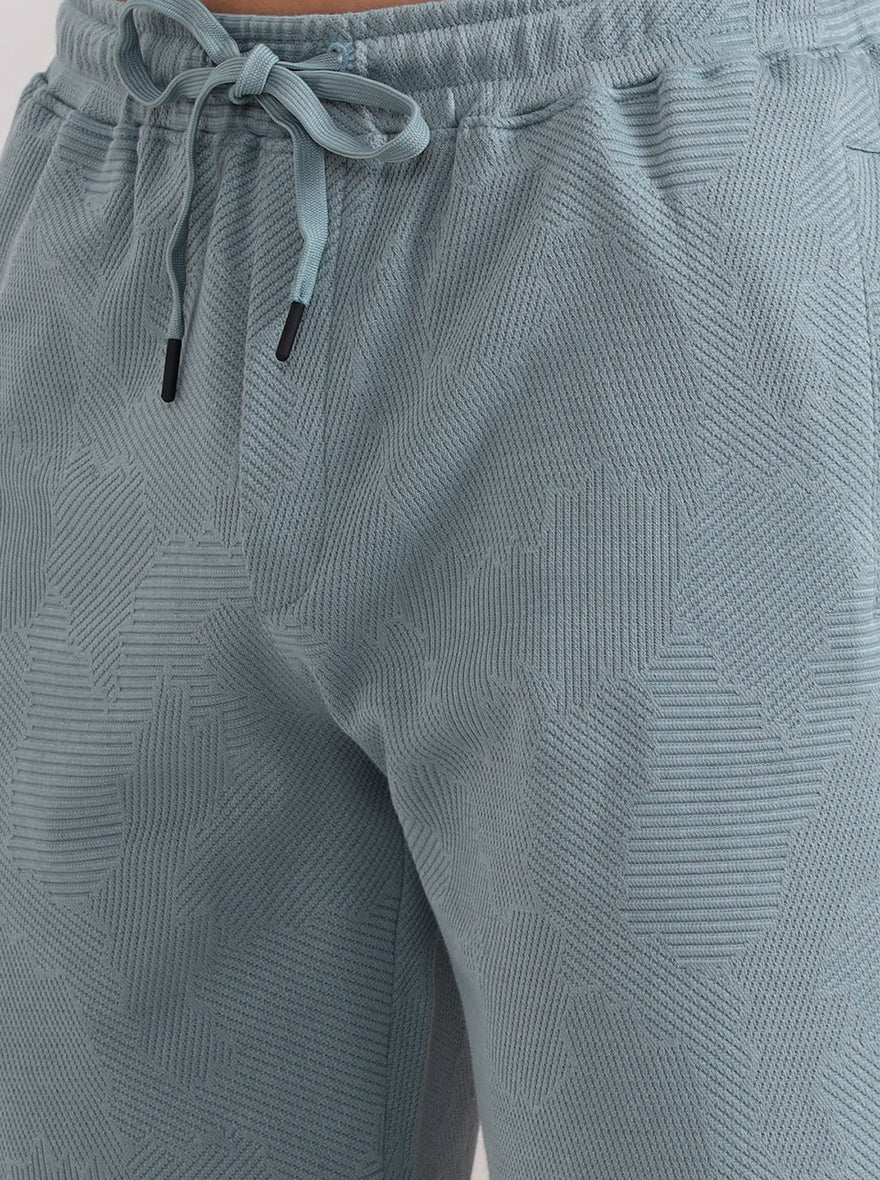 Turquoise Printed Slim Fit Shorts | JadeBlue