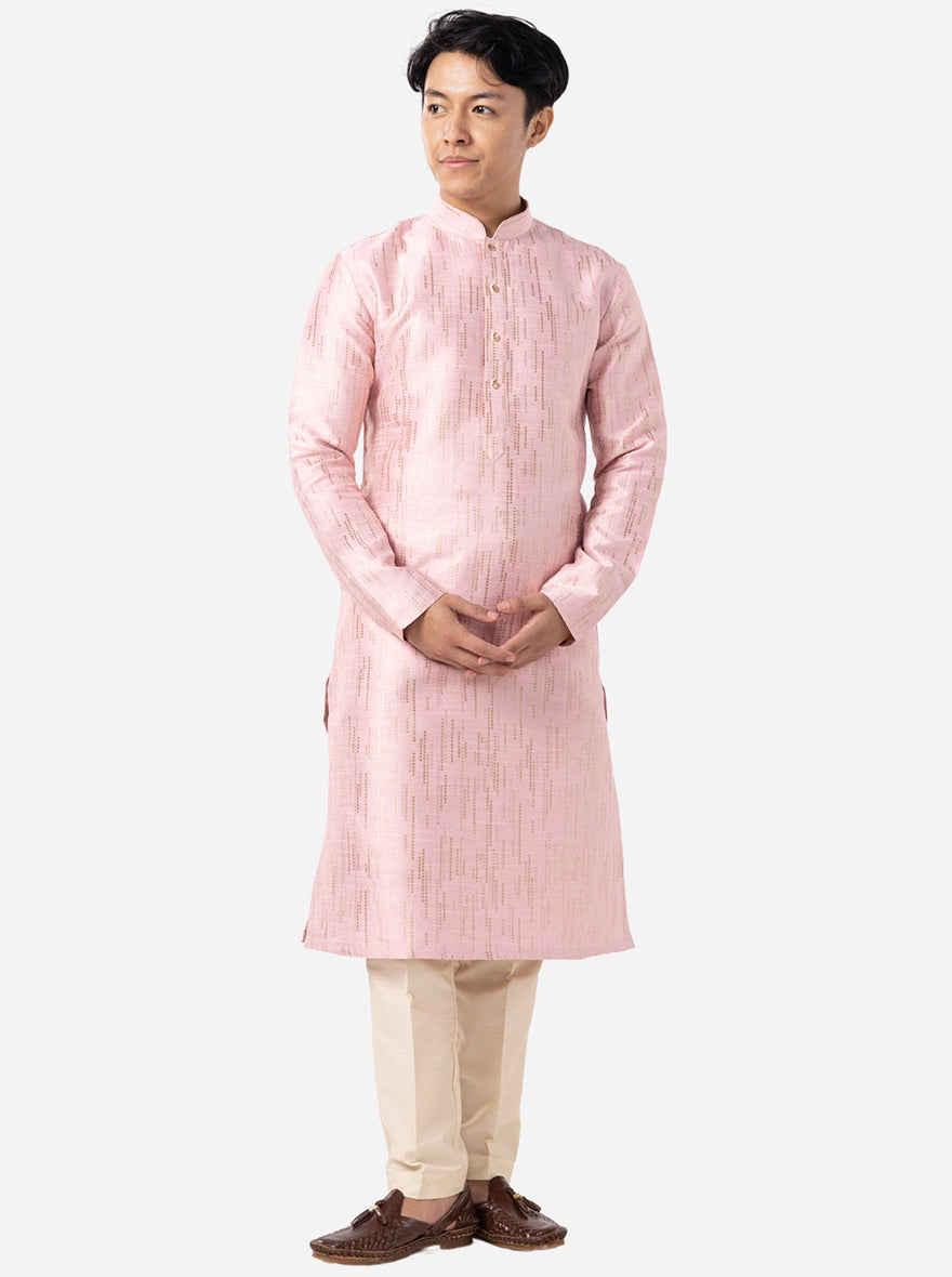 Trendy Blush Pink Self Textured Kurta | The Kurta Company