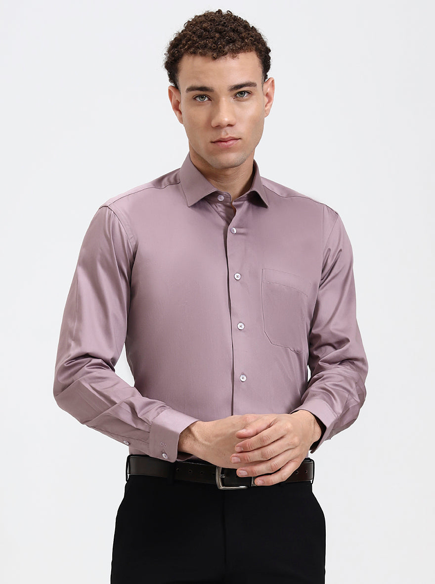 Dusty Pink Solid Slim Fit Formal Shirt | Metal