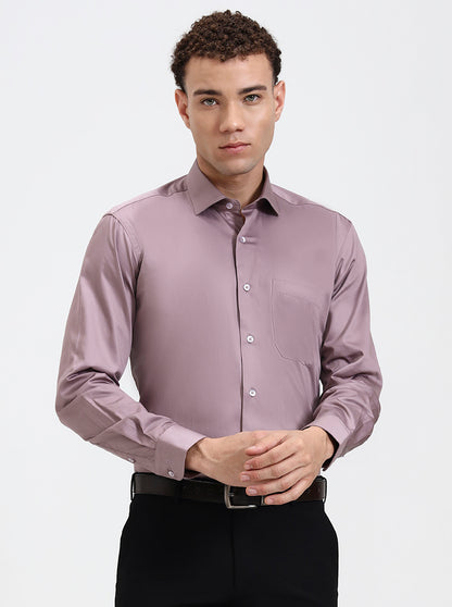 Dusty Pink Solid Slim Fit Formal Shirt | Metal