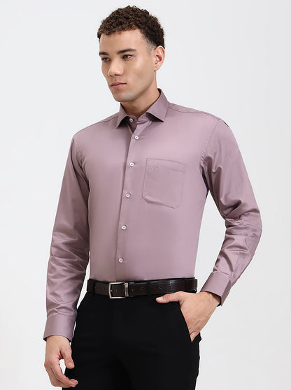 Dusty Pink Solid Slim Fit Formal Shirt | Metal