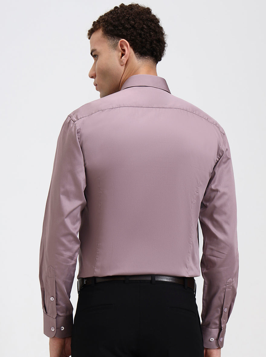 Dusty Pink Solid Slim Fit Formal Shirt | Metal