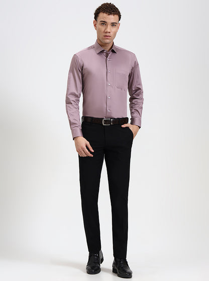 Dusty Pink Solid Slim Fit Formal Shirt | Metal