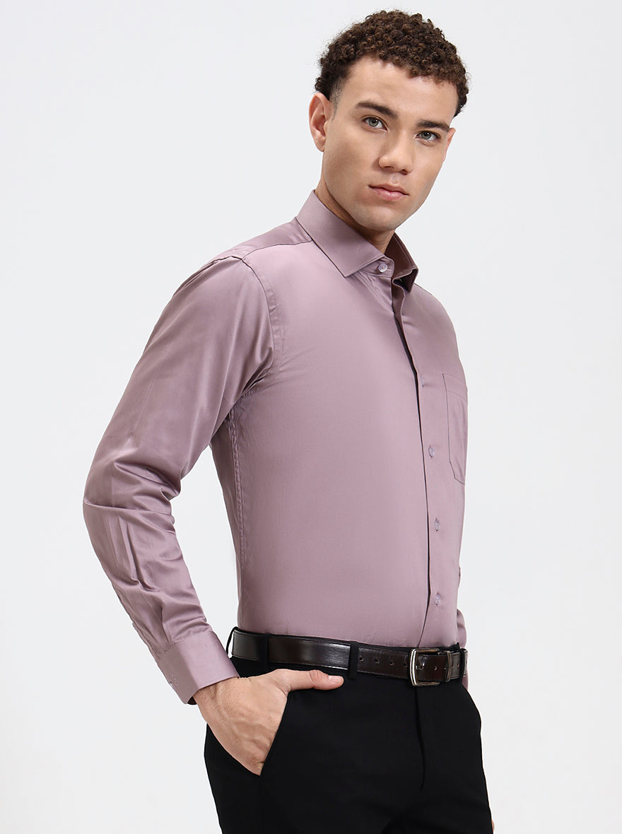 Dusty Pink Solid Slim Fit Formal Shirt | Metal