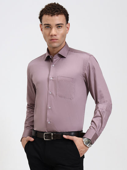 Dusty Pink Solid Slim Fit Formal Shirt | Metal