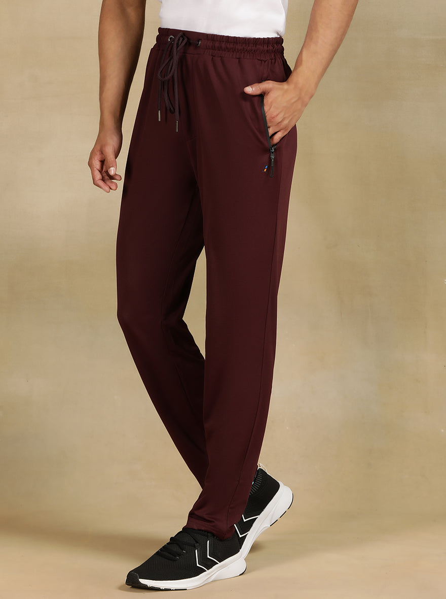 Wine Solid Slim Fit Track Pant | Jade Play