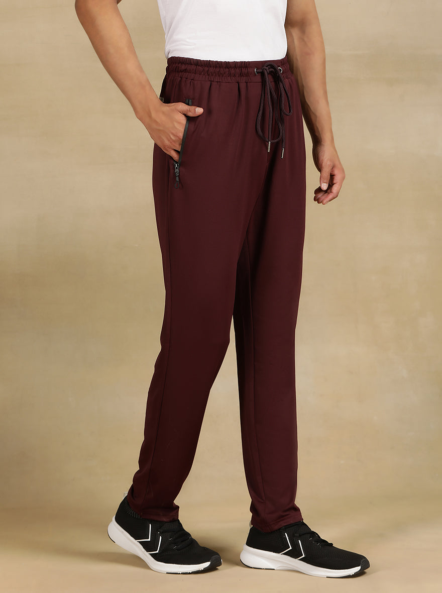 Wine Solid Slim Fit Track Pant | Jade Play