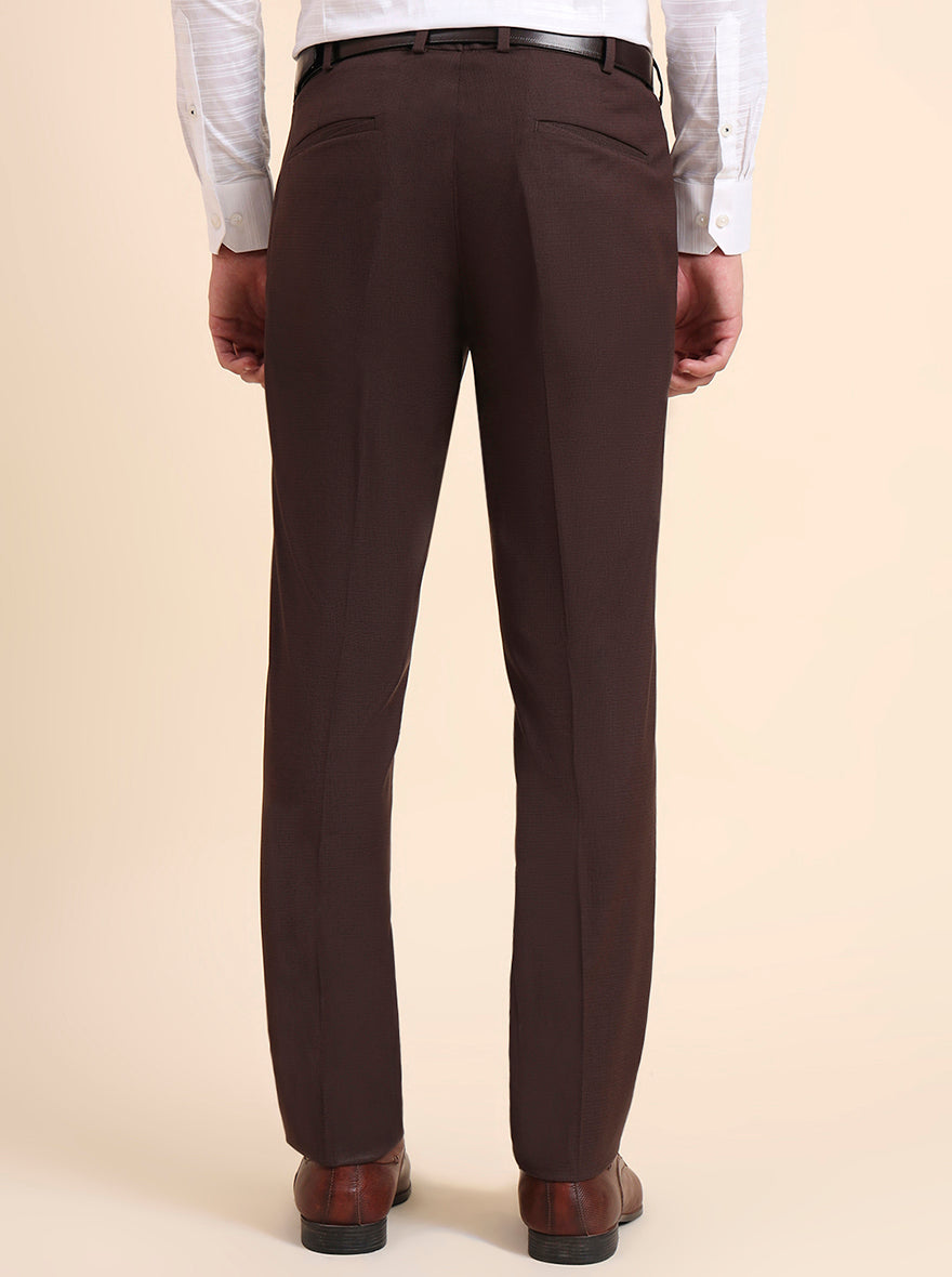 Brown Solid Slim Fit Formal Trouser | JB Studio