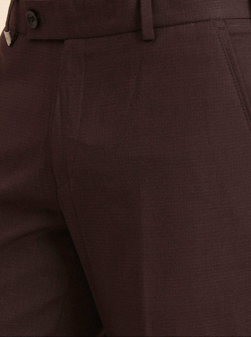 Brown Solid Slim Fit Formal Trouser | JB Studio