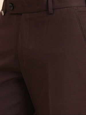 Brown Solid Slim Fit Formal Trouser | JB Studio
