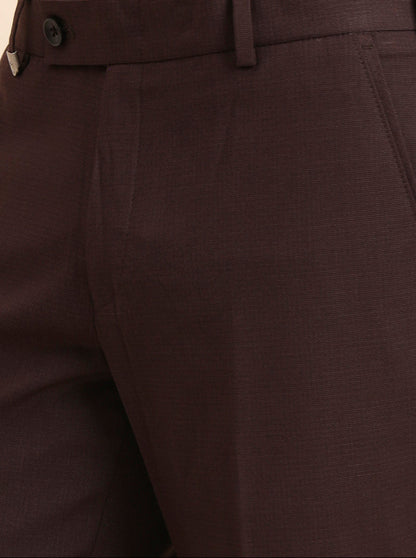 Brown Solid Slim Fit Formal Trouser | JB Studio