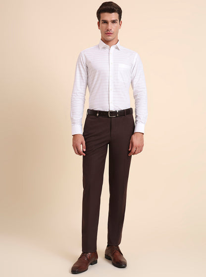Brown Solid Slim Fit Formal Trouser | JB Studio