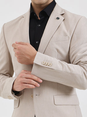 Fawn Checked Regular Fit Blazer | Wyre