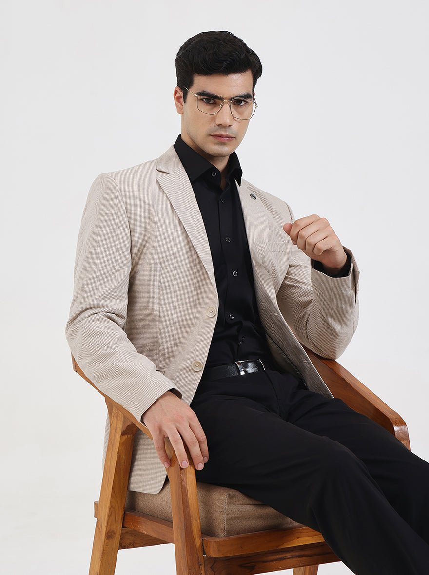 Fawn Checked Regular Fit Blazer | Wyre