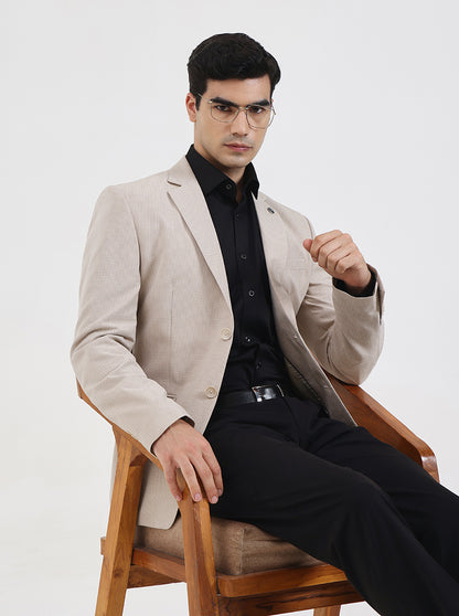 Fawn Checked Regular Fit Blazer | Wyre