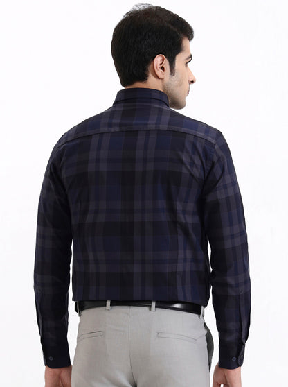 Blue Checked Slim Fit Formal Shirt | Metal