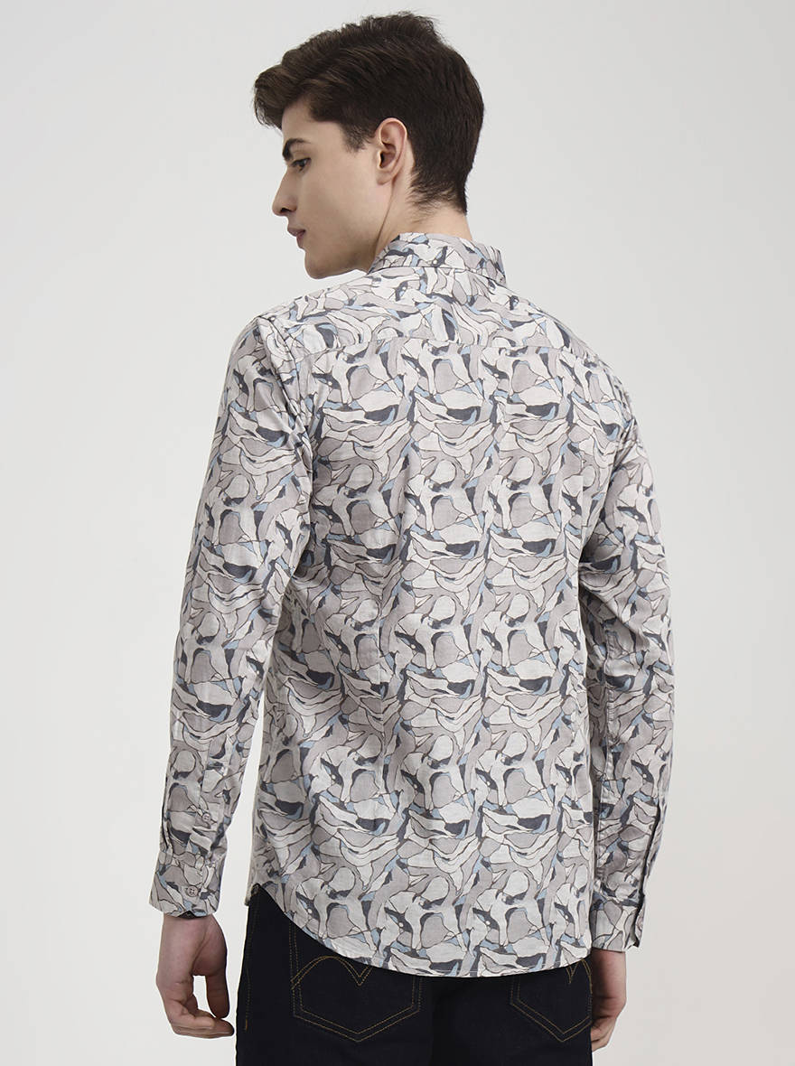 Brown Printed Slim Fit Casual Shirt | JadeBlue