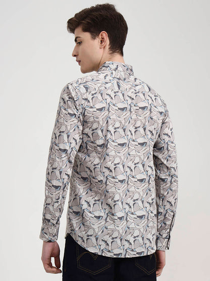 Brown Printed Slim Fit Casual Shirt | JadeBlue
