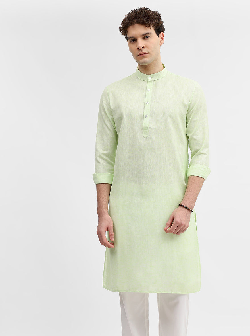 Green Solid Modi Kurta | JadeBlue