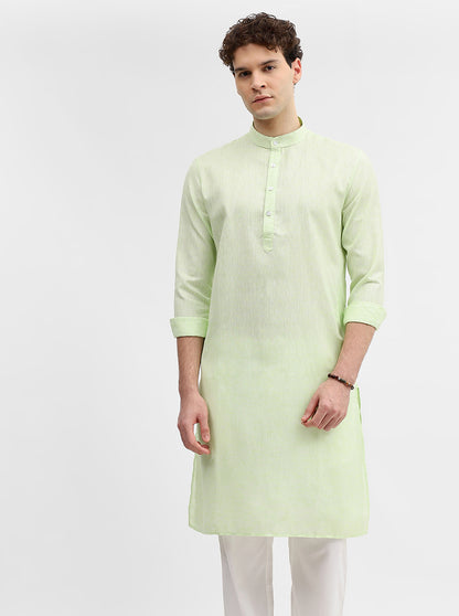 Green Solid Modi Kurta | JadeBlue