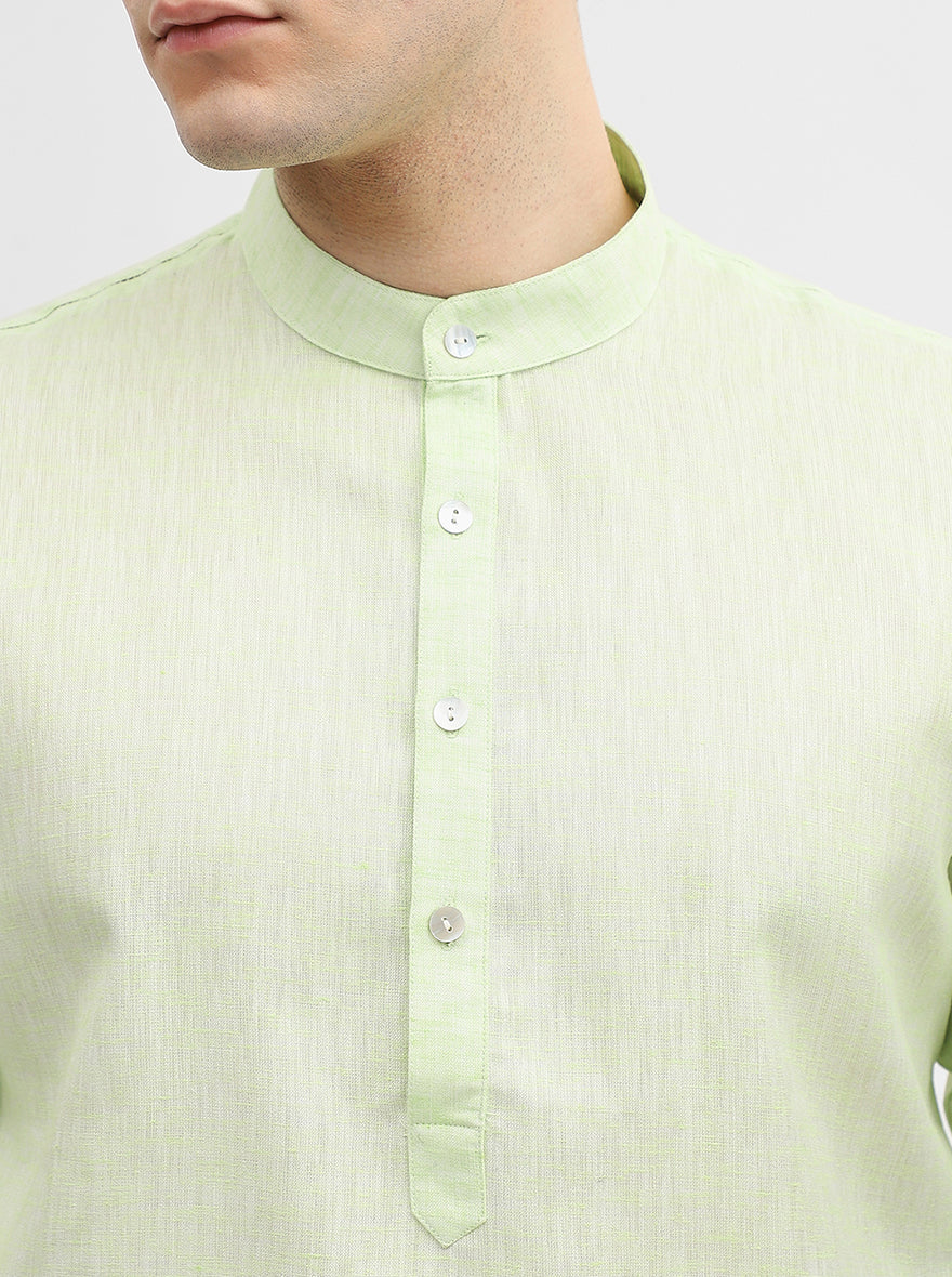 Green Solid Modi Kurta | JadeBlue