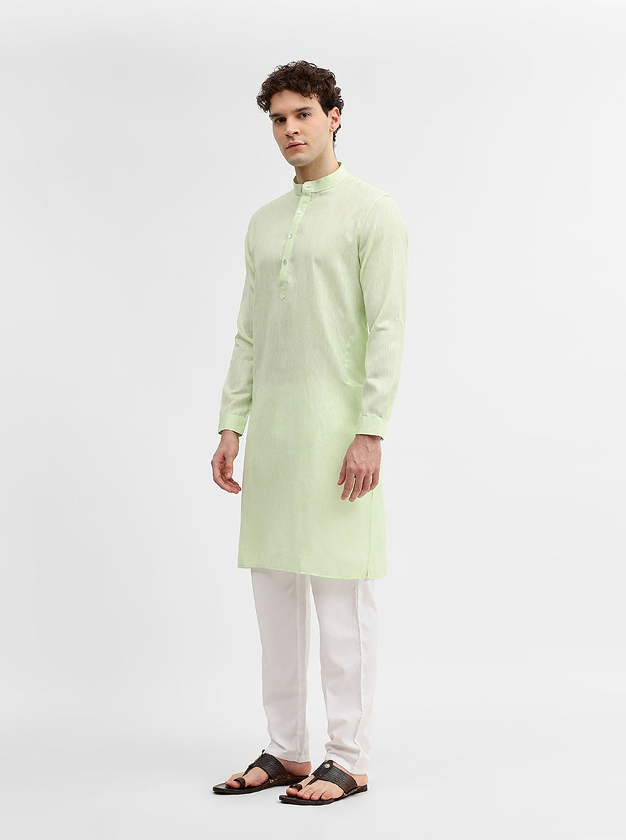 Green Solid Modi Kurta | JadeBlue