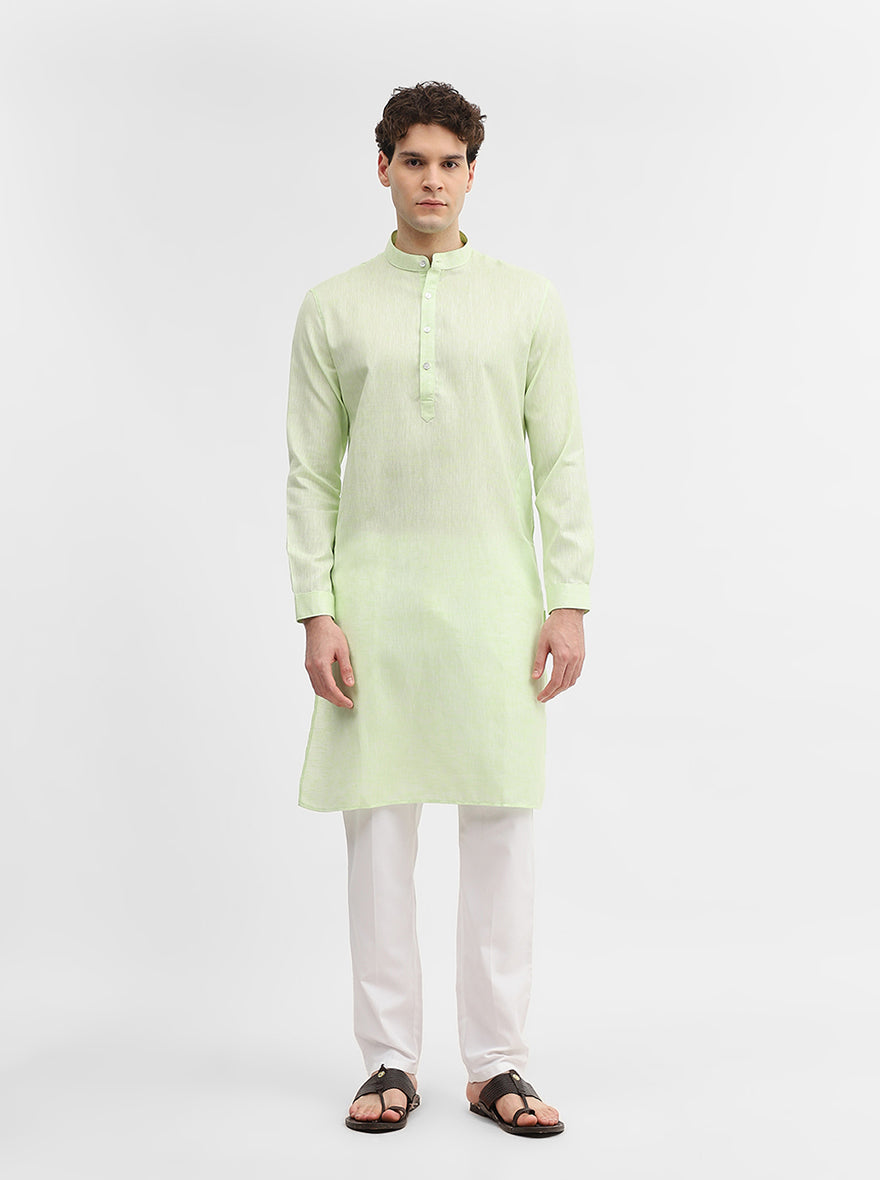 Green Solid Modi Kurta | JadeBlue