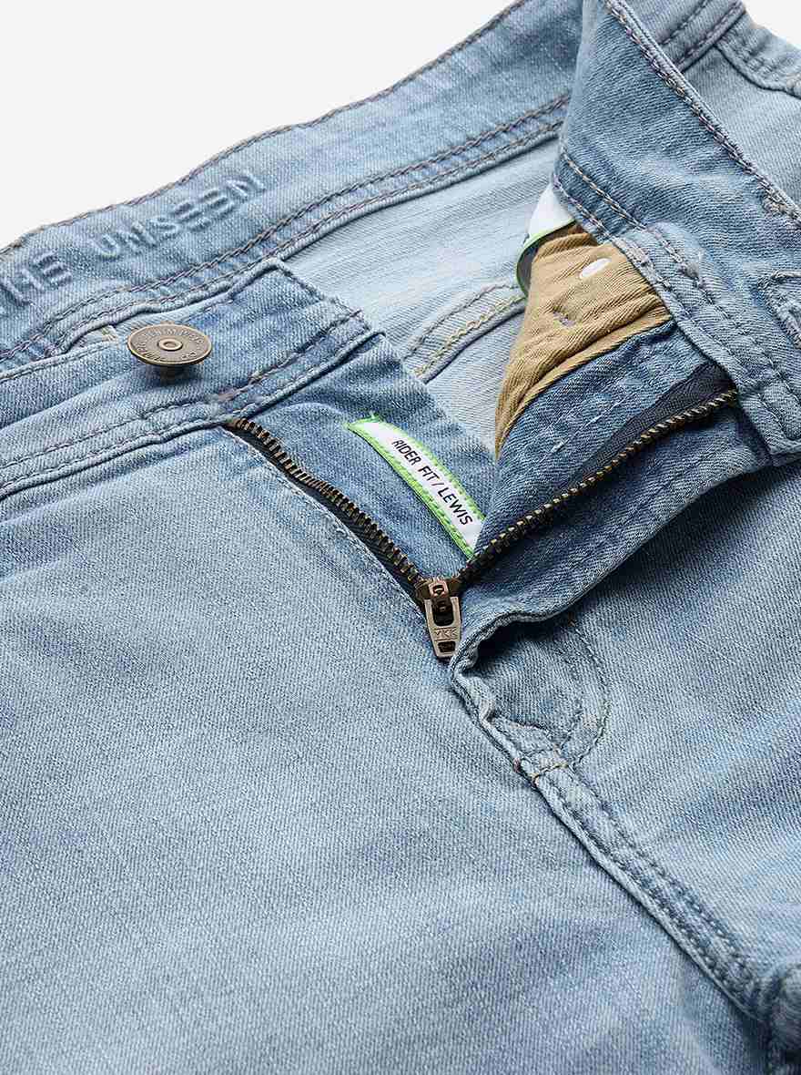 Ice Blue Solid Rider Fit Jeans | JadeBlue