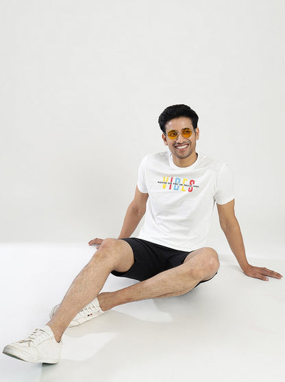 White Printed Slim Fit T-Shirt | Greenfibre