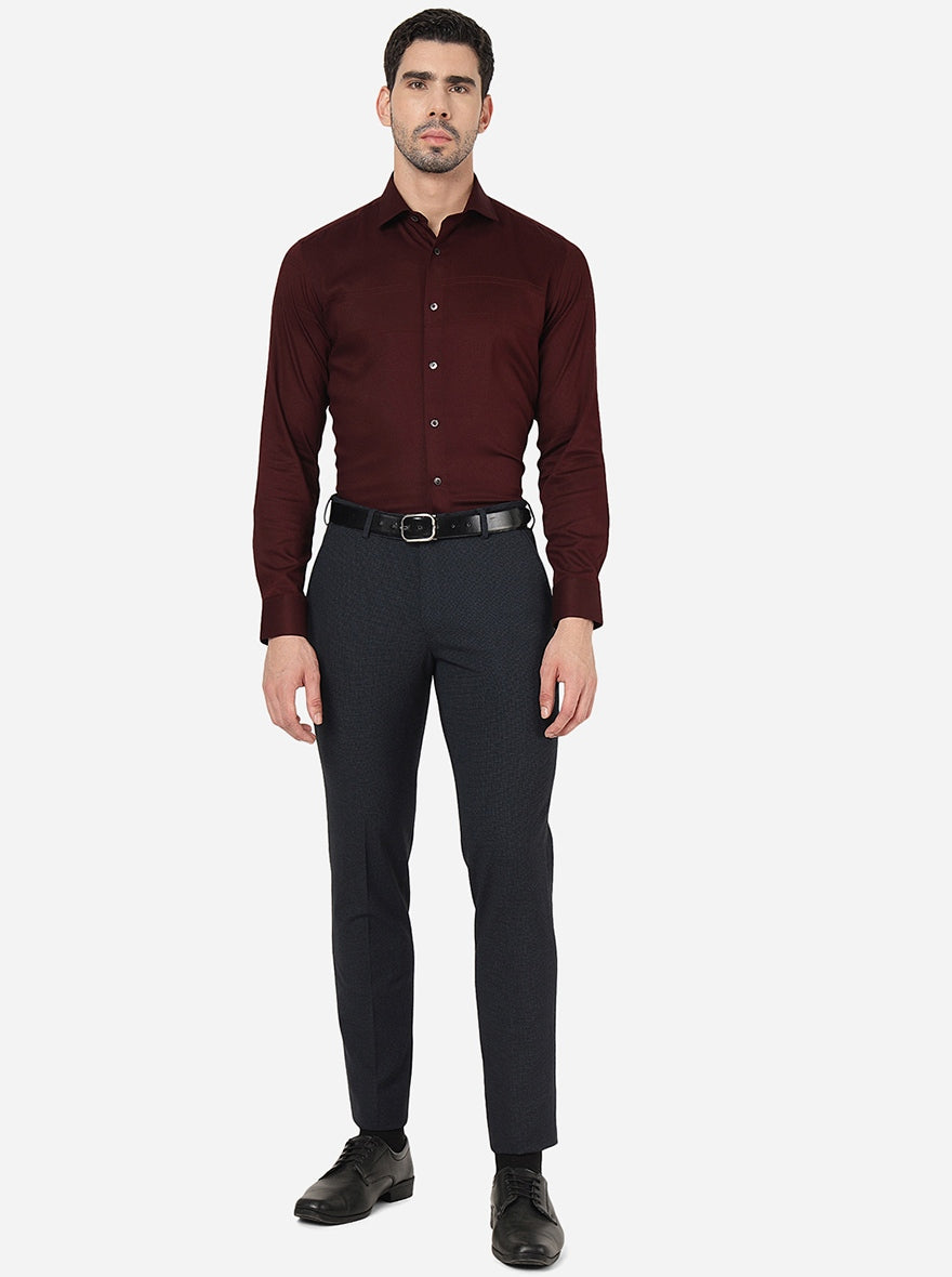 Navy Blue Solid Super Slim Fit Formal Trouser | JadeBlue Youth