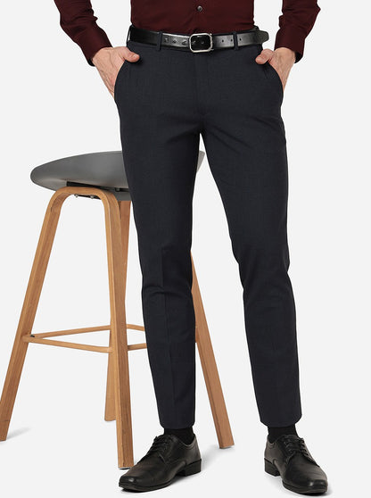 Navy Blue Solid Super Slim Fit Formal Trouser | JadeBlue Youth