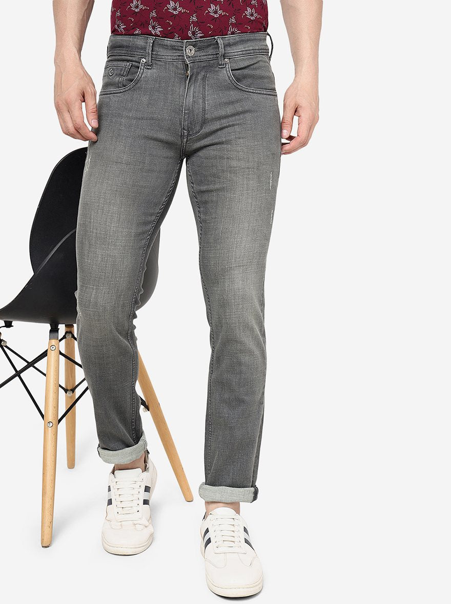Slate Grey Solid Narrow Fit Jeans | Greenfibre