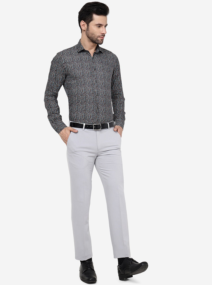 Light Grey Solid Slim Fit Formal Trouser | JB Studio