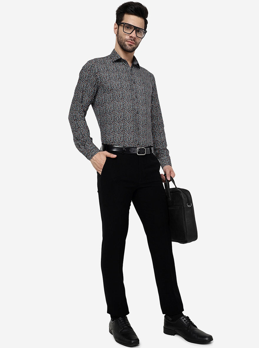 Black Solid Slim Fit Formal Trouser | JB Studio