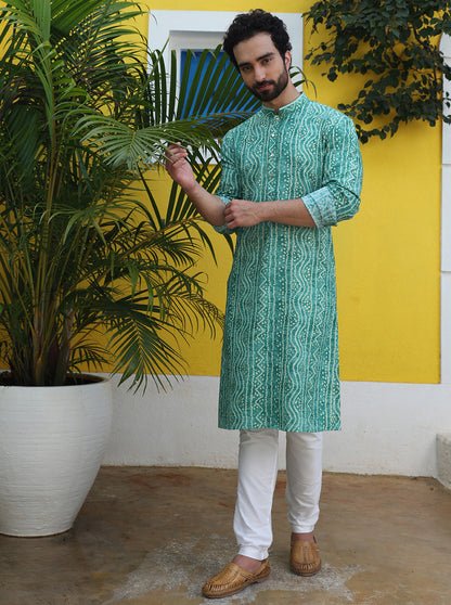Carrot Orange Printed Cotton Silk Blend Kurta | The Kurta Company