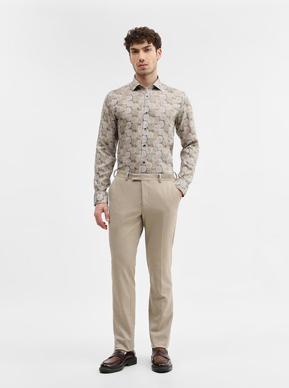 Brown Printed Slim Fit Party Wear Shirt | Wyre