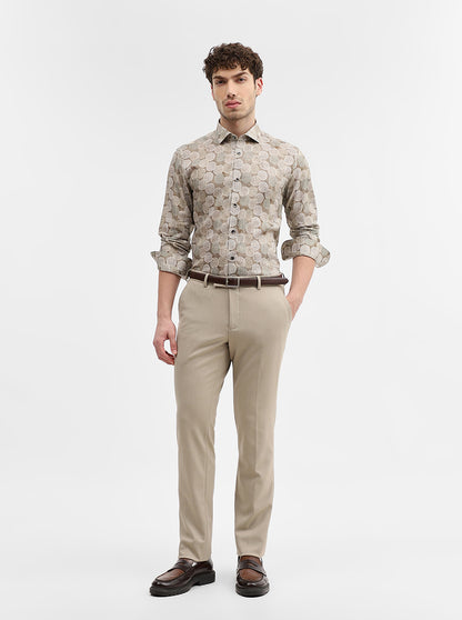 Brown Printed Slim Fit Party Wear Shirt | Wyre
