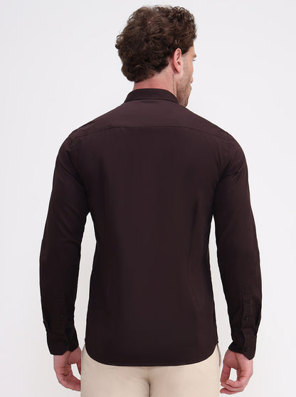 Brown Solid Smart Fit Semi Casual Shirt | Greenfibre