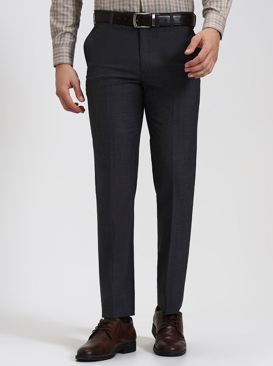 Grey Solid Slim Fit Formal Trouser | JadeBlue Super Luxe
