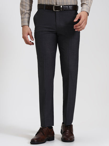 Grey Solid Slim Fit Formal Trouser | JadeBlue Super Luxe