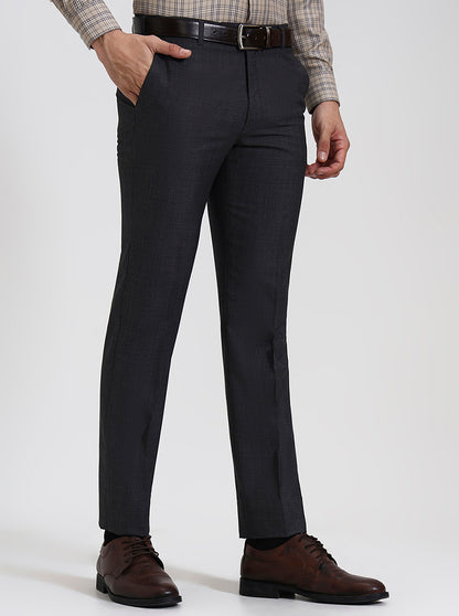 Grey Solid Slim Fit Formal Trouser | JadeBlue Super Luxe