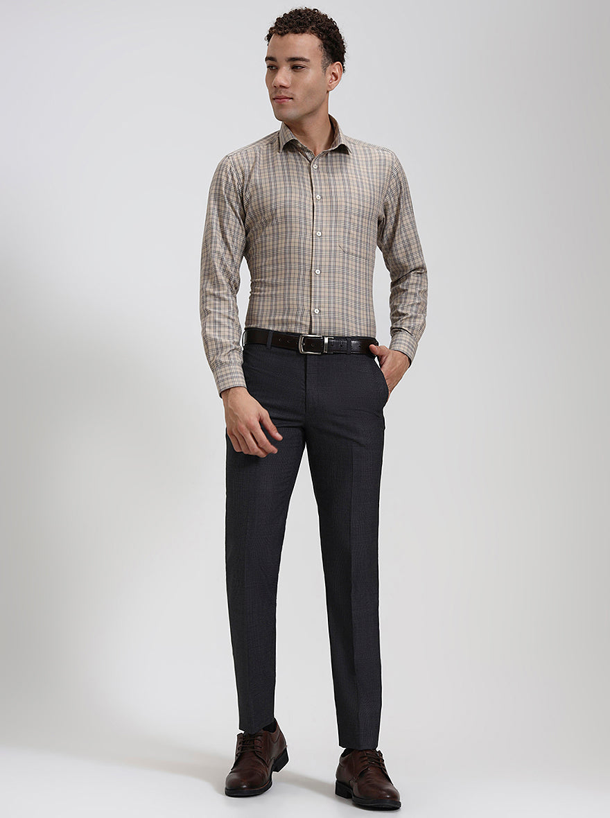 Grey Solid Slim Fit Formal Trouser | JadeBlue Super Luxe