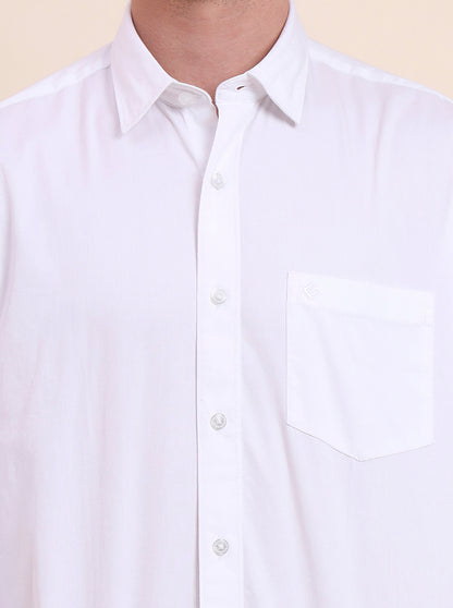 White Solid Smart Fit Semi Casual Shirt | Greenfibre