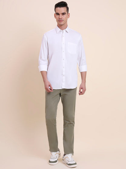 White Solid Smart Fit Semi Casual Shirt | Greenfibre