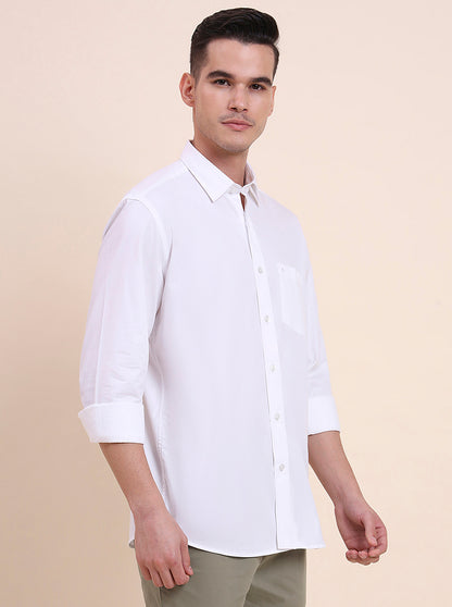 White Solid Smart Fit Semi Casual Shirt | Greenfibre