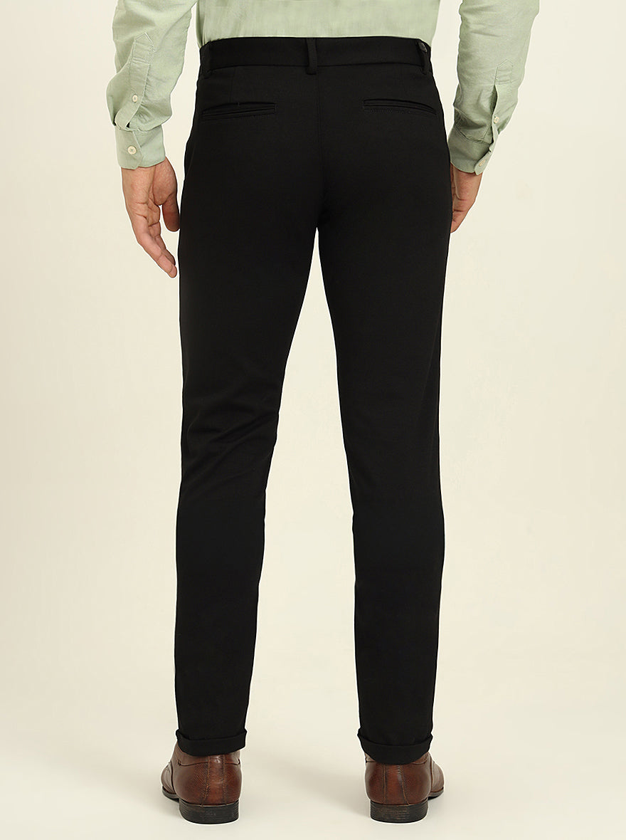 Black Solid Venice Fit Casual Trouser | JadeBlue