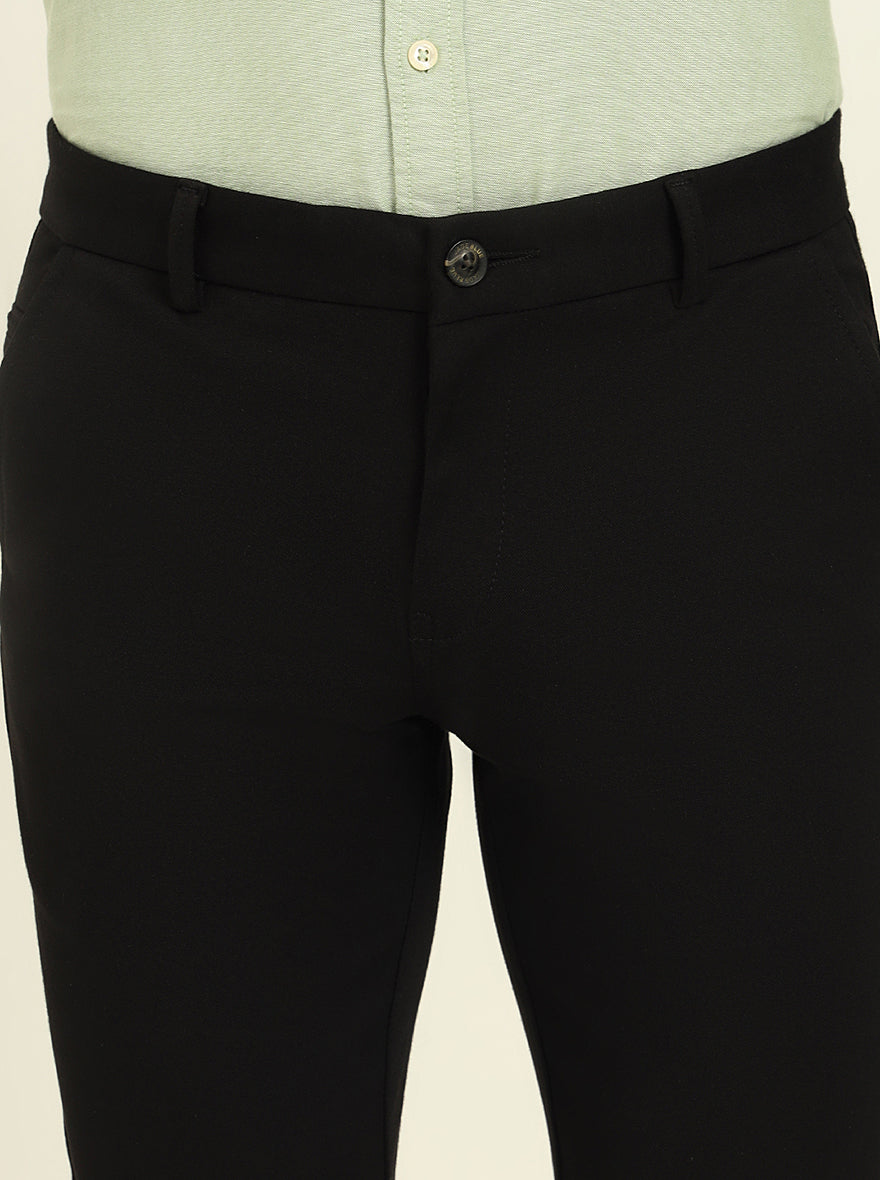 Black Solid Venice Fit Casual Trouser | JadeBlue